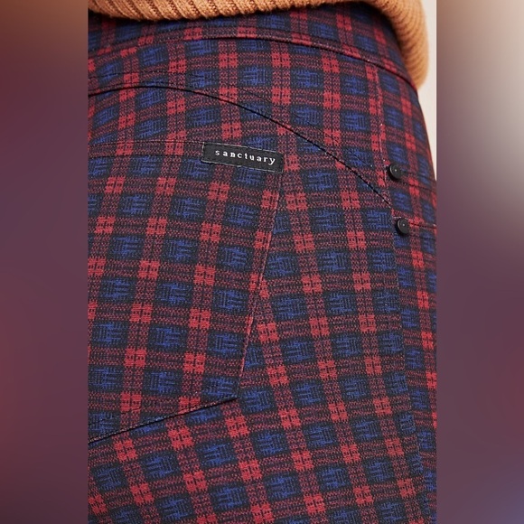 ANTHROPOLOGIE X SANCTUARY FINCHLEY PLAID LEGGINGS RED AND NAVY ANTHRO BOHEMIAN - Picture 5 of 13